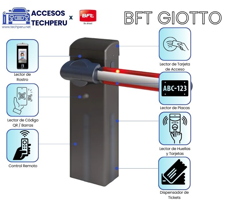 Barrera BFT GIOTTO 30S 60S BT A 30 BT A 60 Control de acceso vehicular - TechPeru